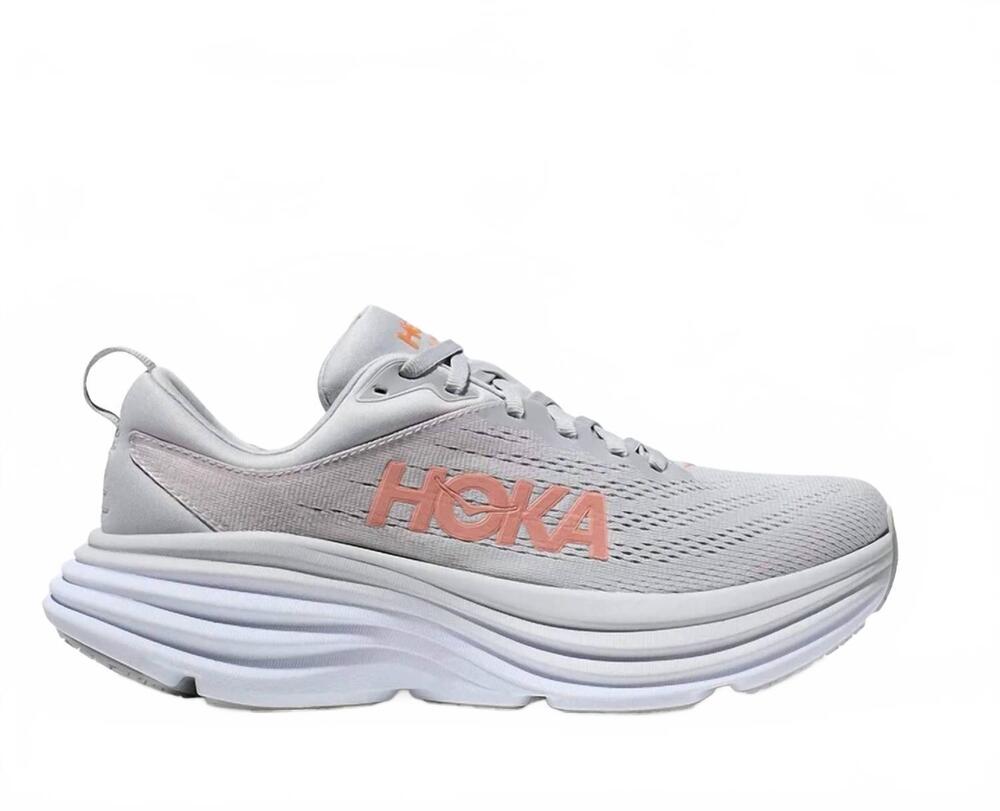 NEW HOKA women's bondi 8 running shoes in harbor mist/ lunar rock